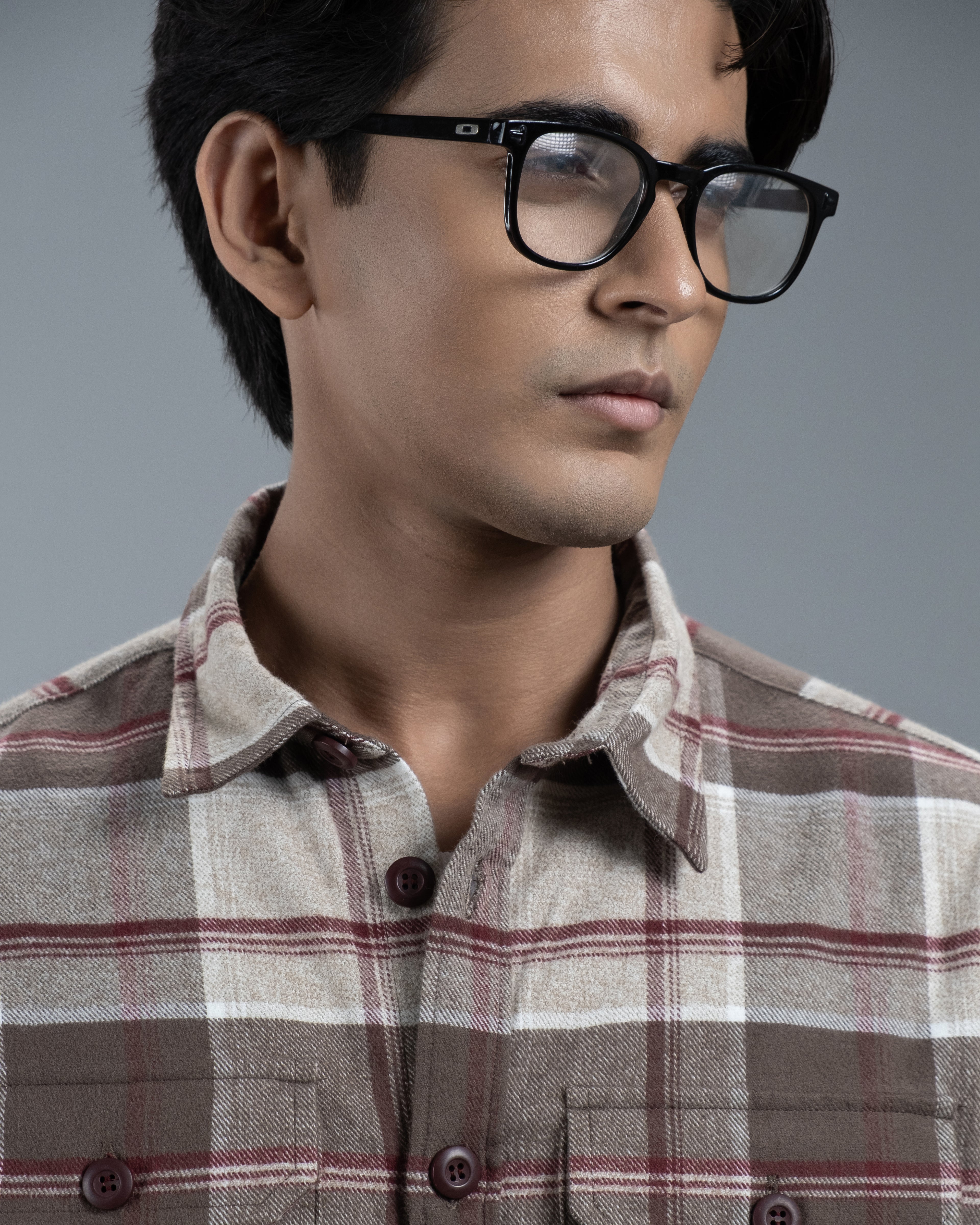 Men's Long Sleeve Classic Curve Overshirt (Grey Canyon Stripe)