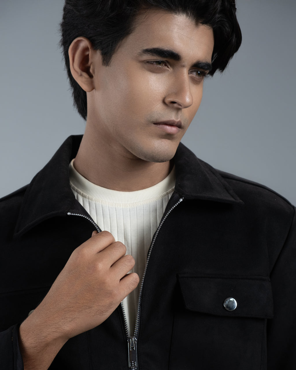 Men's Scuba Suede Knit Jacket (Z-Black)