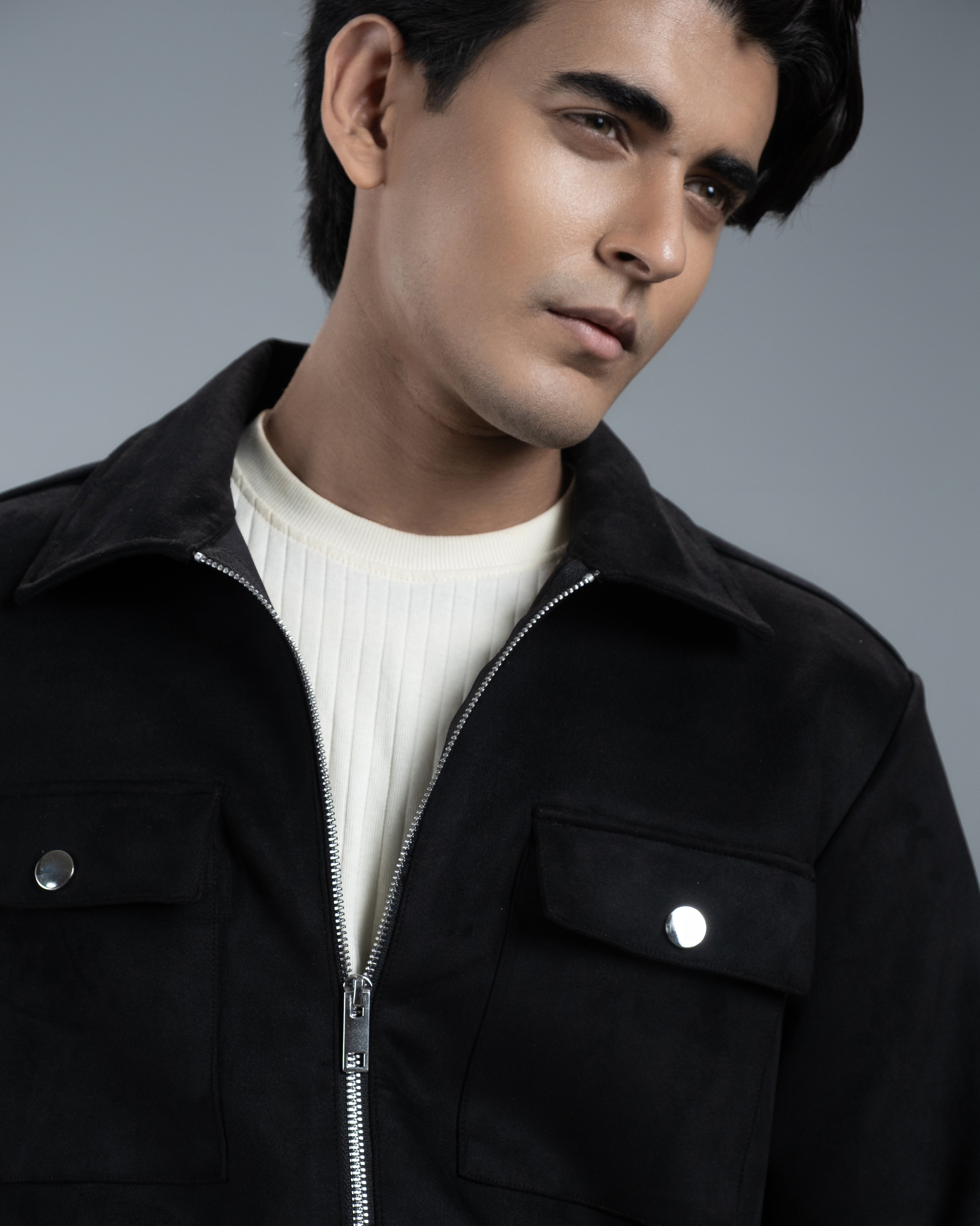 Men's Scuba Suede Knit Jacket (Z-Black)