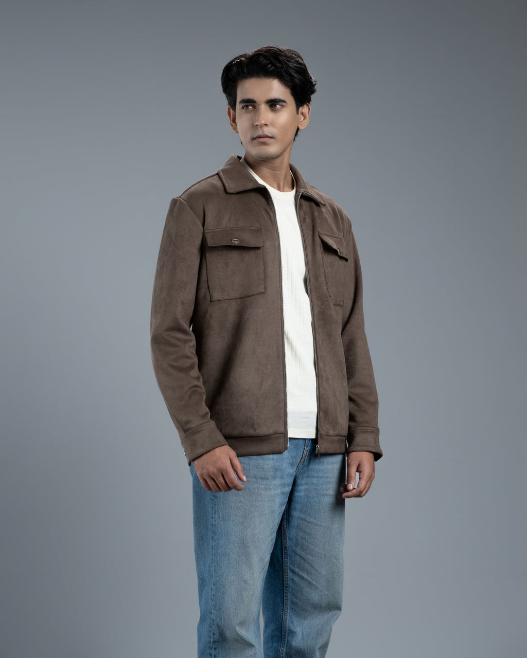 Men's Scuba Suede Knit Jacket (Velvet Coffee)