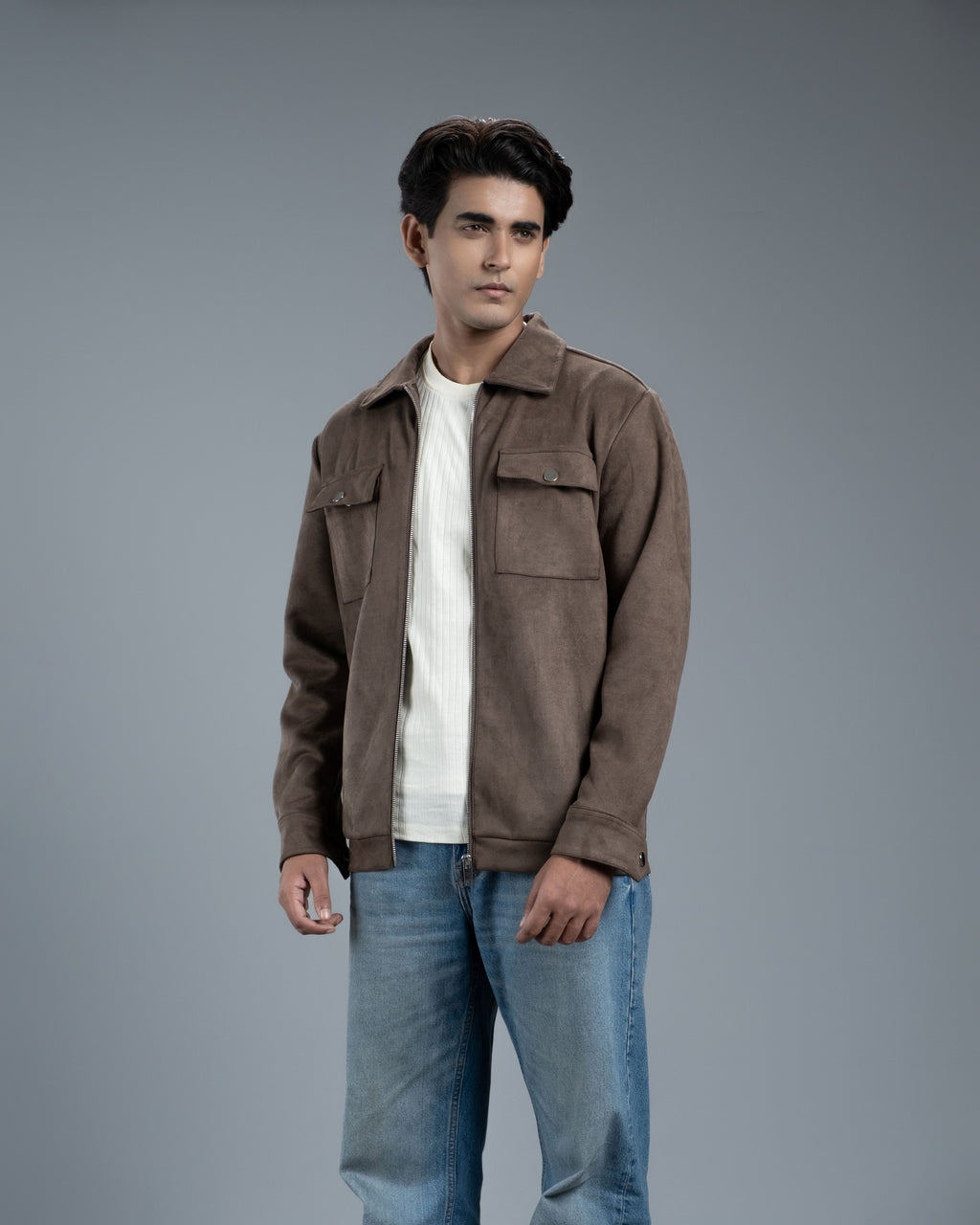 Men's Scuba Suede Knit Jacket (Velvet Coffee)