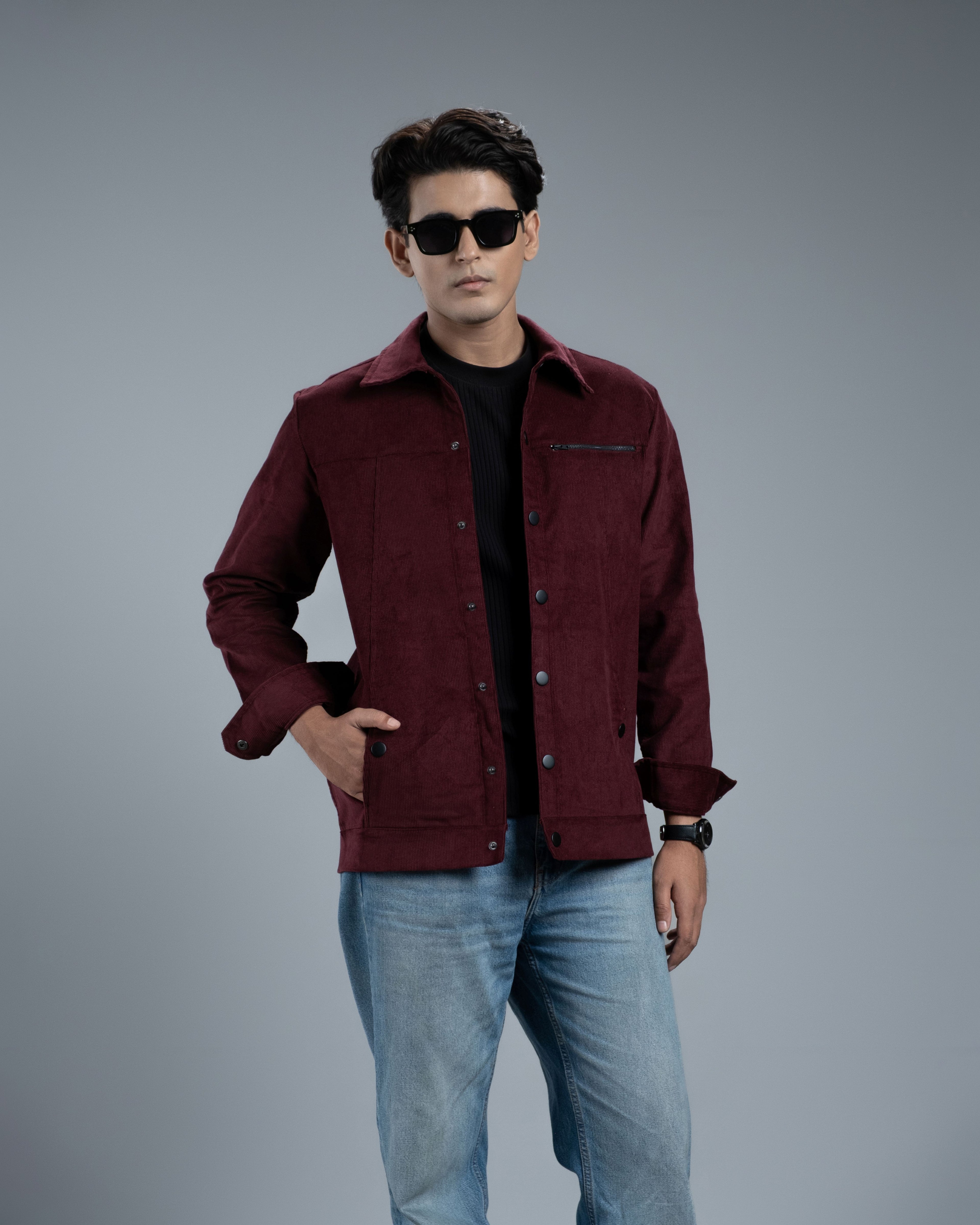 Men’s Classic Corduroy Jacket (Burgundy Loom)