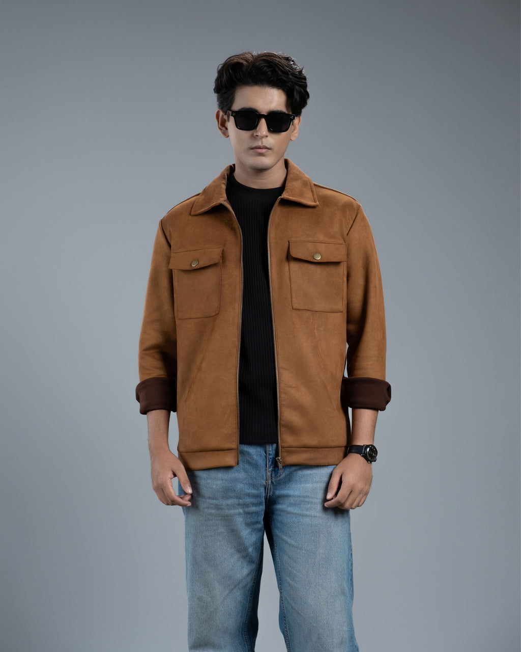 Men's Scuba Suede Knit Jacket (Espresso Brown)