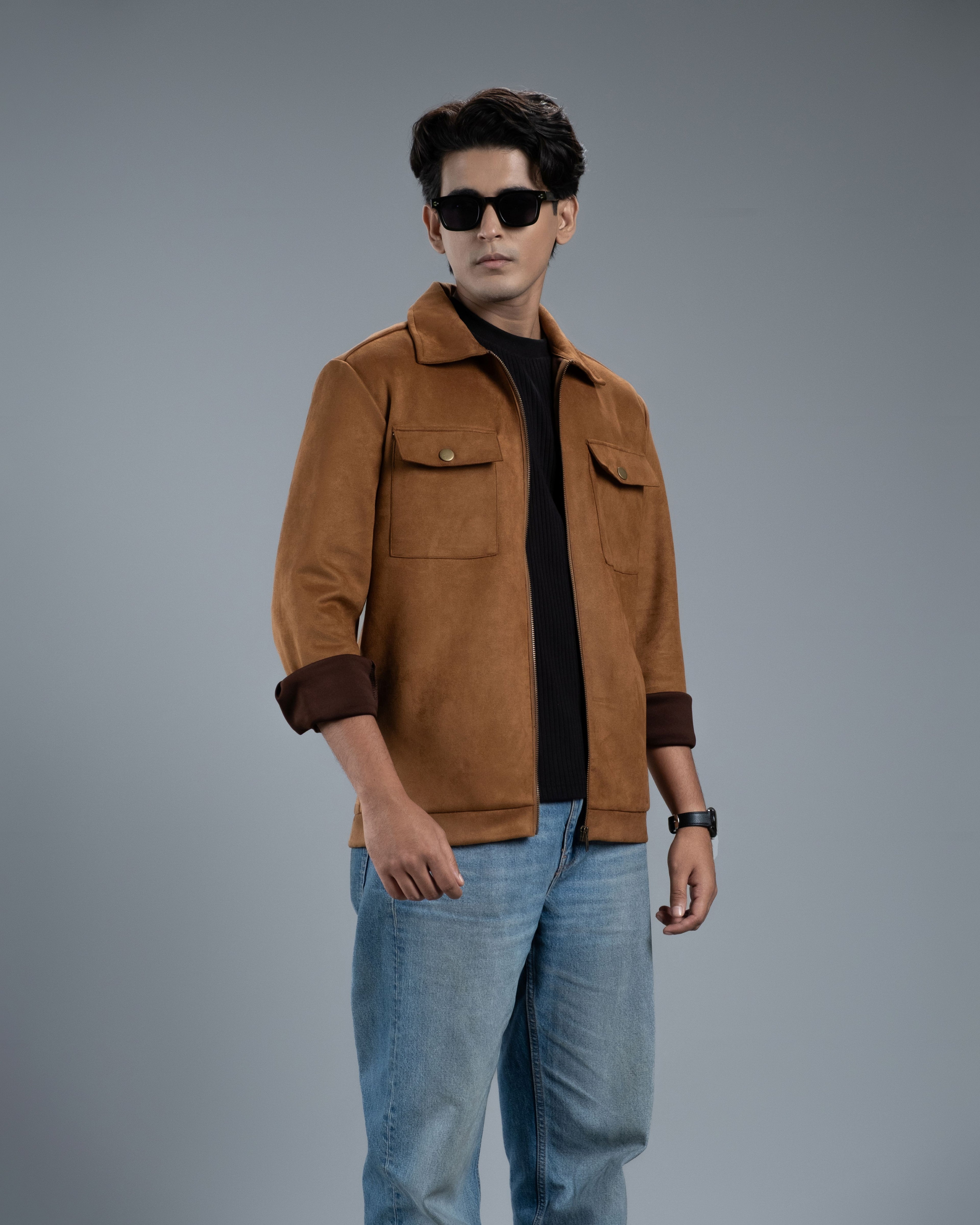 Men's Scuba Suede Knit Jacket (Espresso Brown)