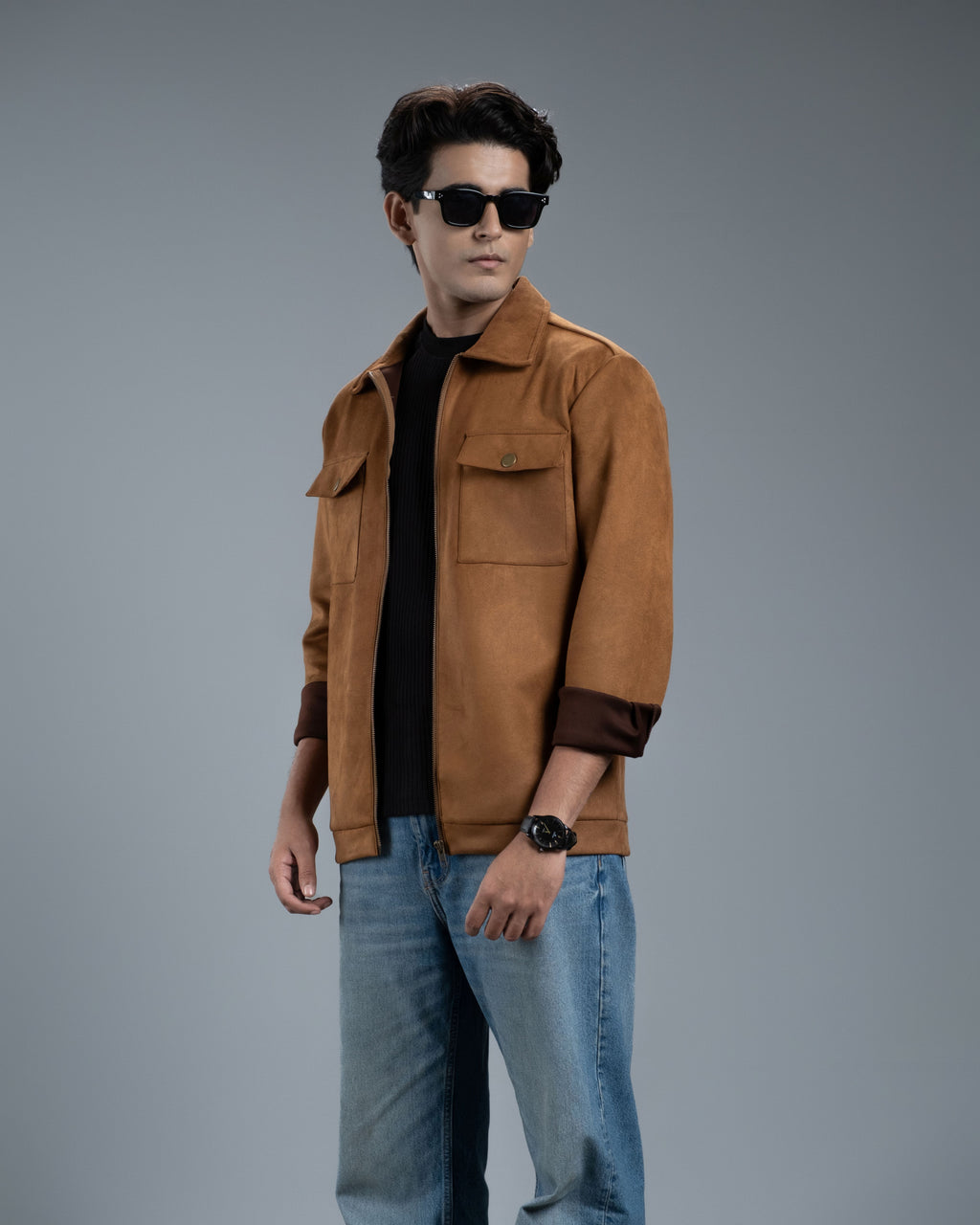 Men's Scuba Suede Knit Jacket (Espresso Brown)