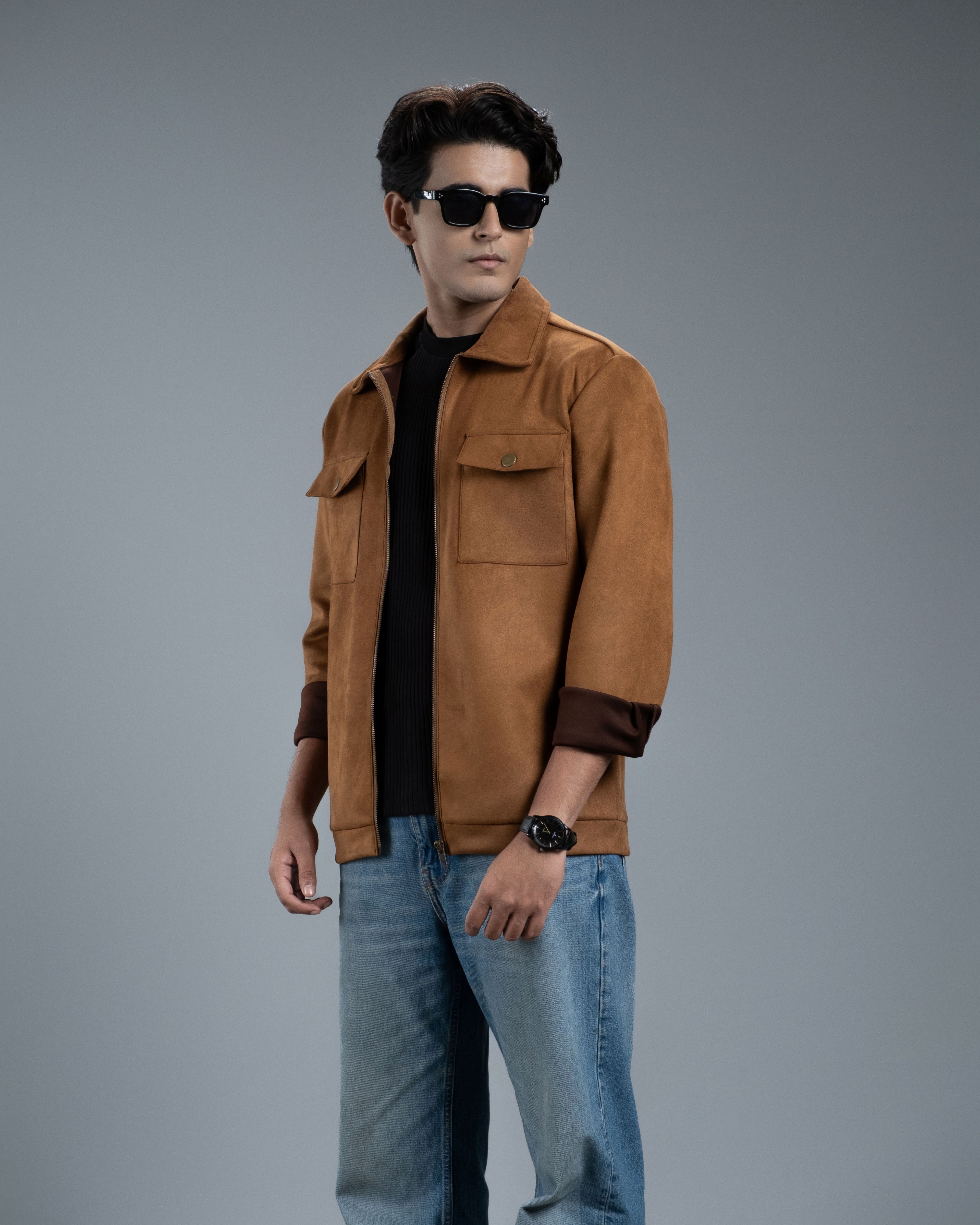 Men's Scuba Suede Knit Jacket (Espresso Brown)