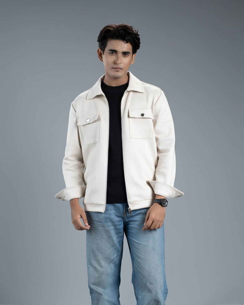 Men's Scuba Suede Knit Jacket (Classic Ecru)