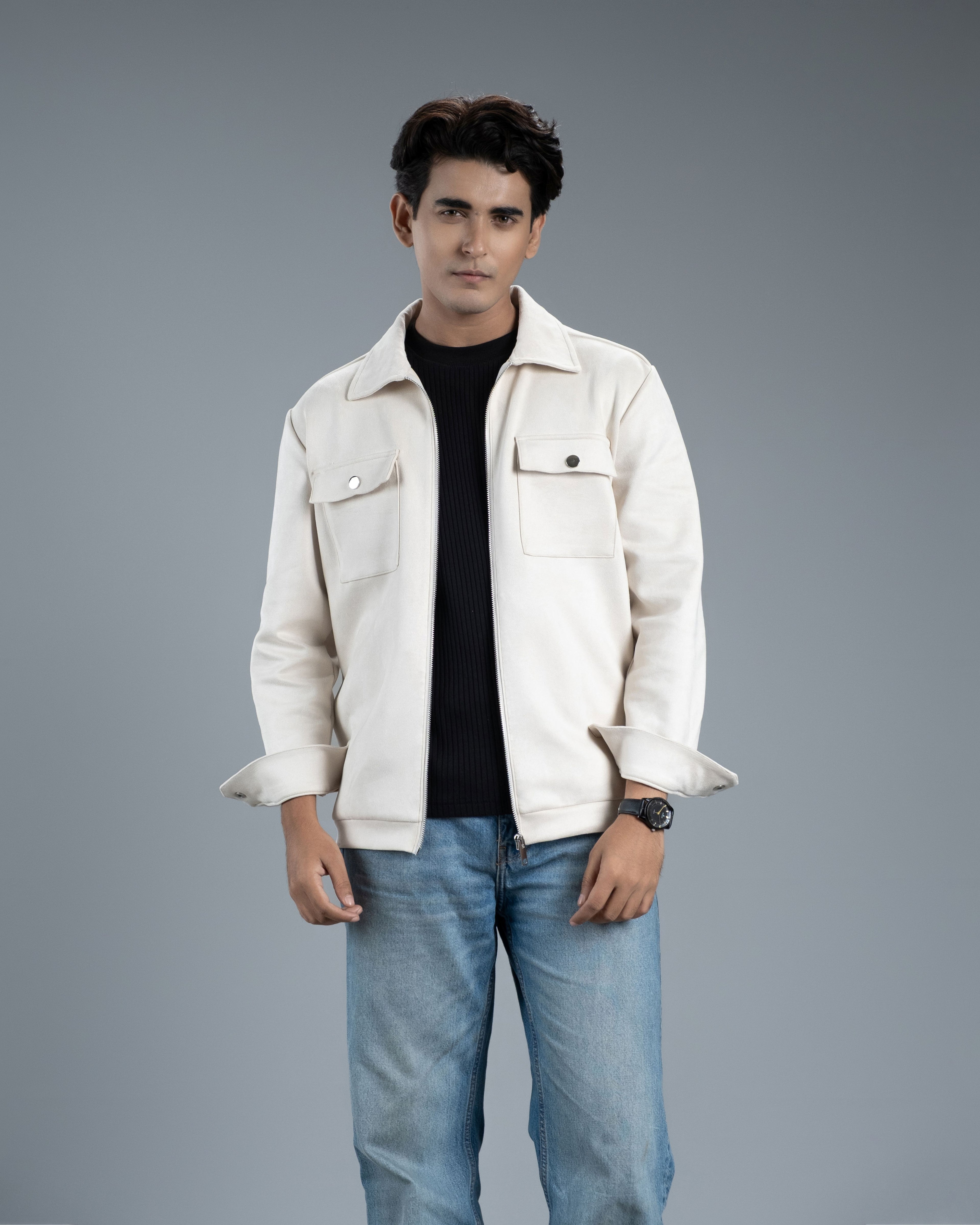 Men's Scuba Suede Knit Jacket (Classic Ecru)