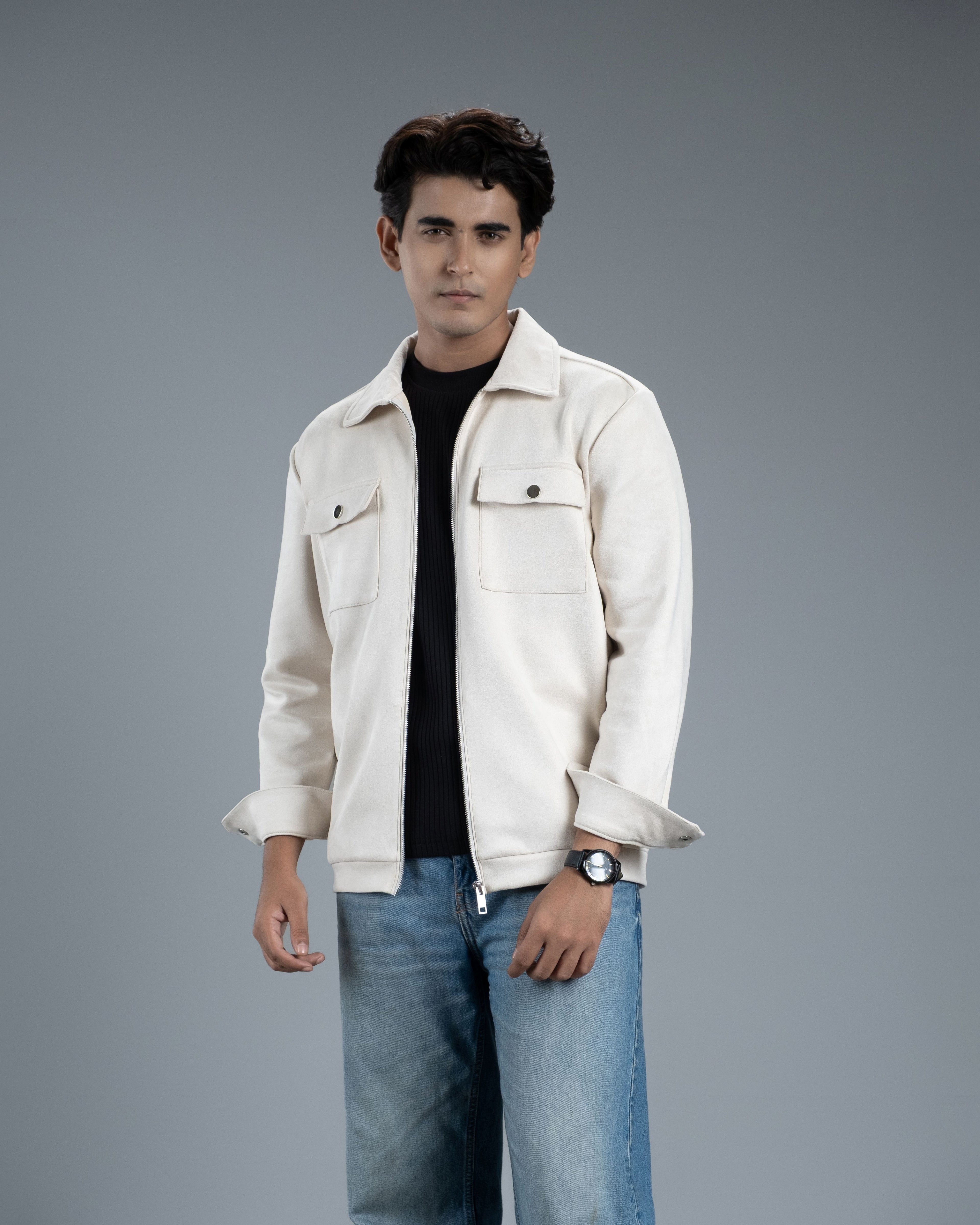 Men's Scuba Suede Knit Jacket (Classic Ecru)