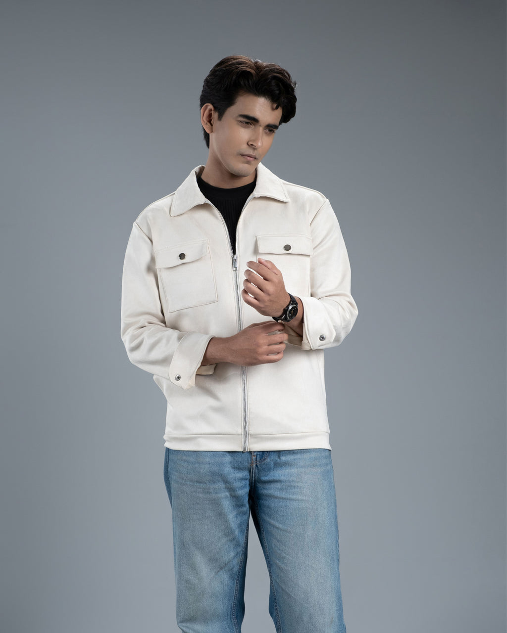 Men's Scuba Suede Knit Jacket (Classic Ecru)