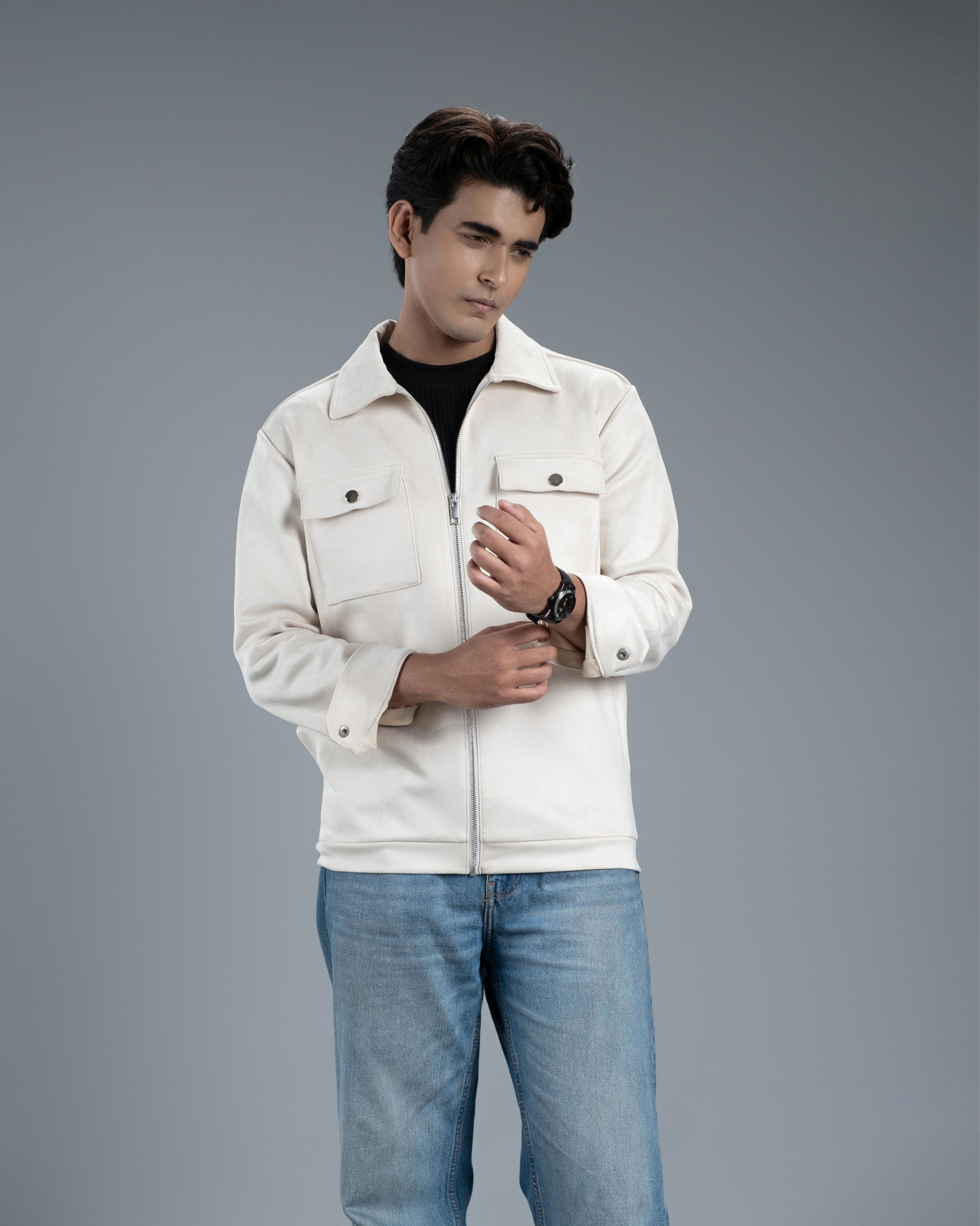 Men's Scuba Suede Knit Jacket (Classic Ecru)