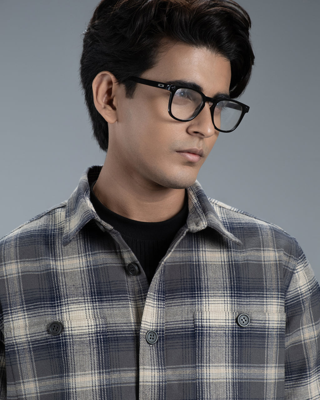 Men’s Long Sleeve Urban Straight Shacket (Slate Blue Urban Stripe)