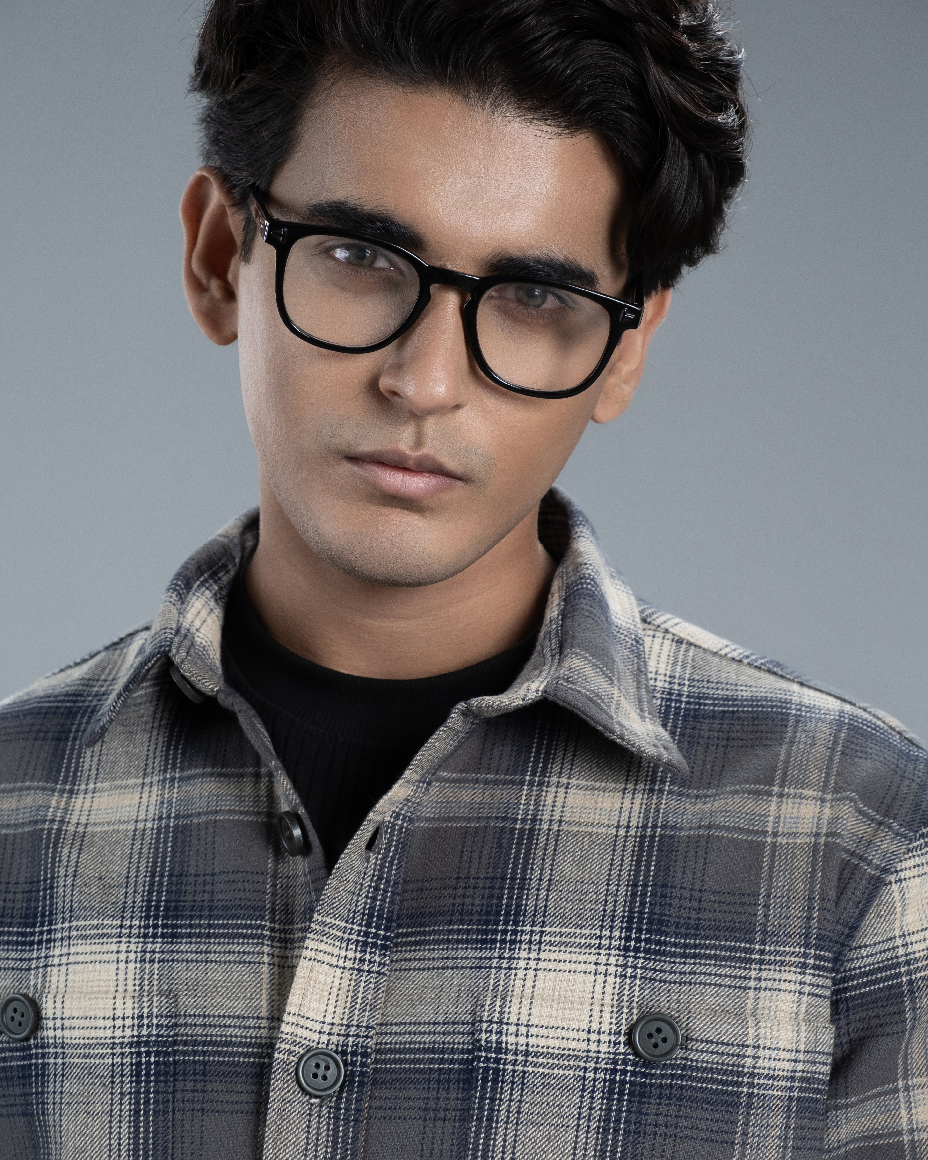 Men’s Long Sleeve Urban Straight Shacket (Slate Blue Urban Stripe)