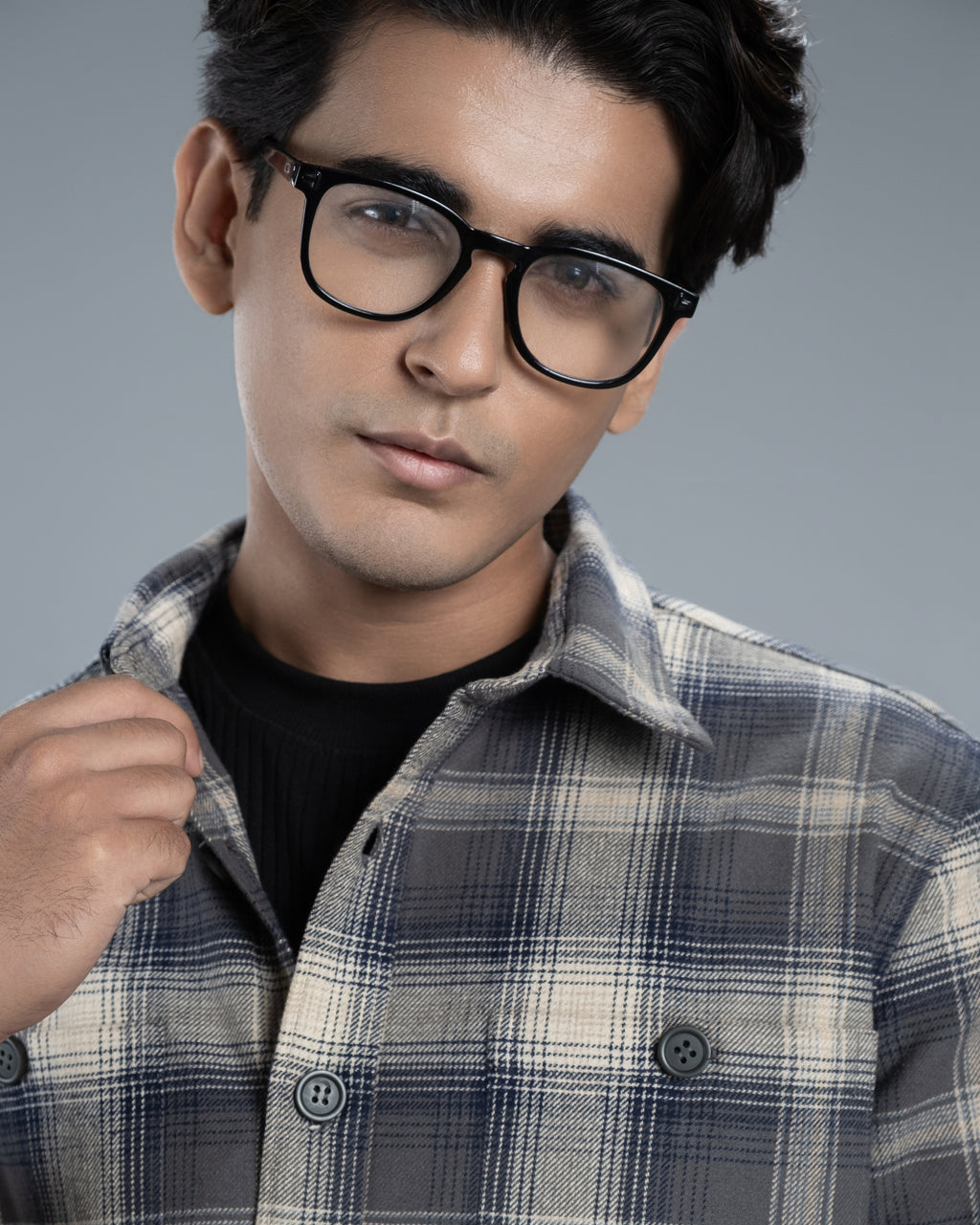 Men’s Long Sleeve Urban Straight Shacket (Slate Blue Urban Stripe)