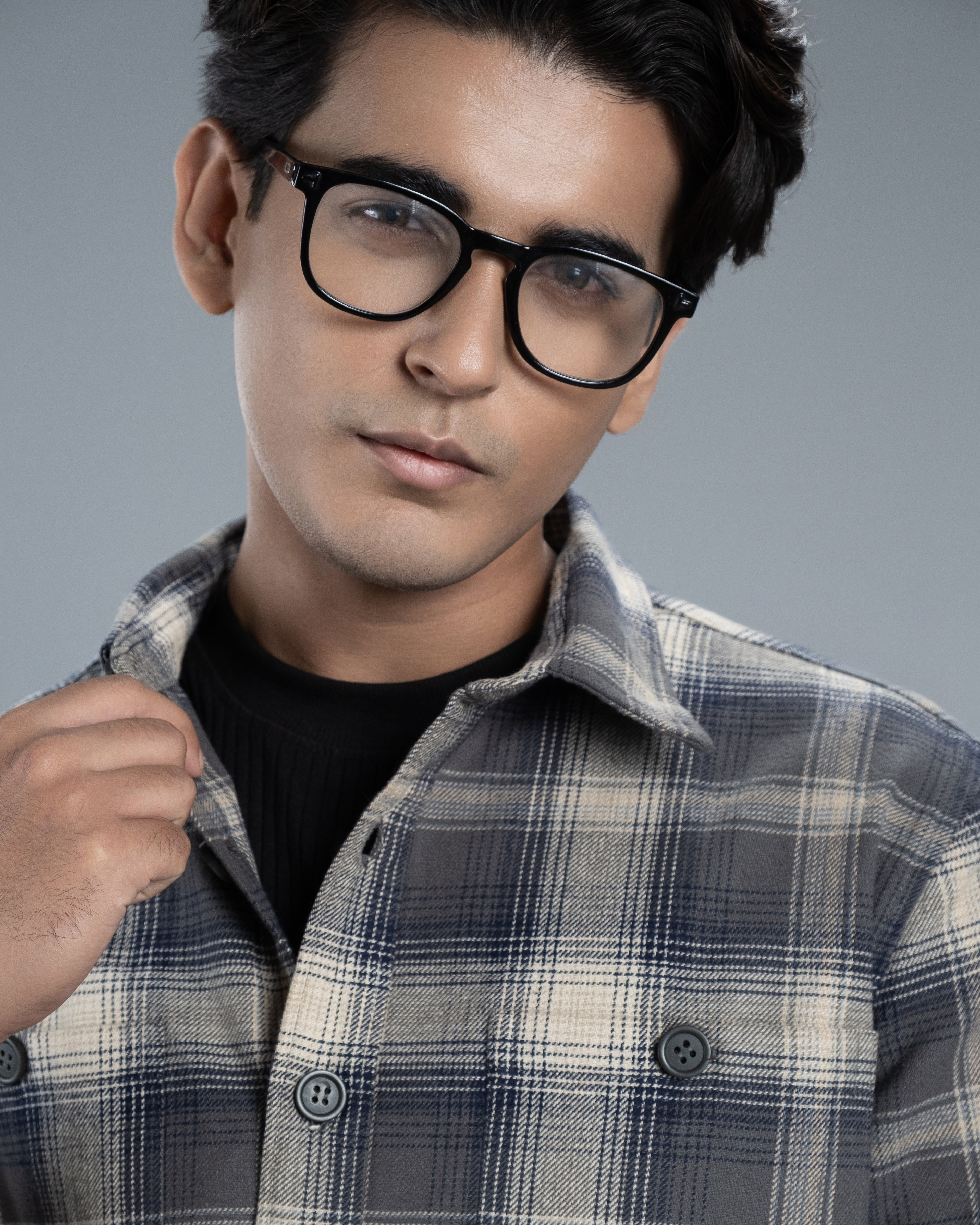 Men’s Long Sleeve Urban Straight Shacket (Slate Blue Urban Stripe)