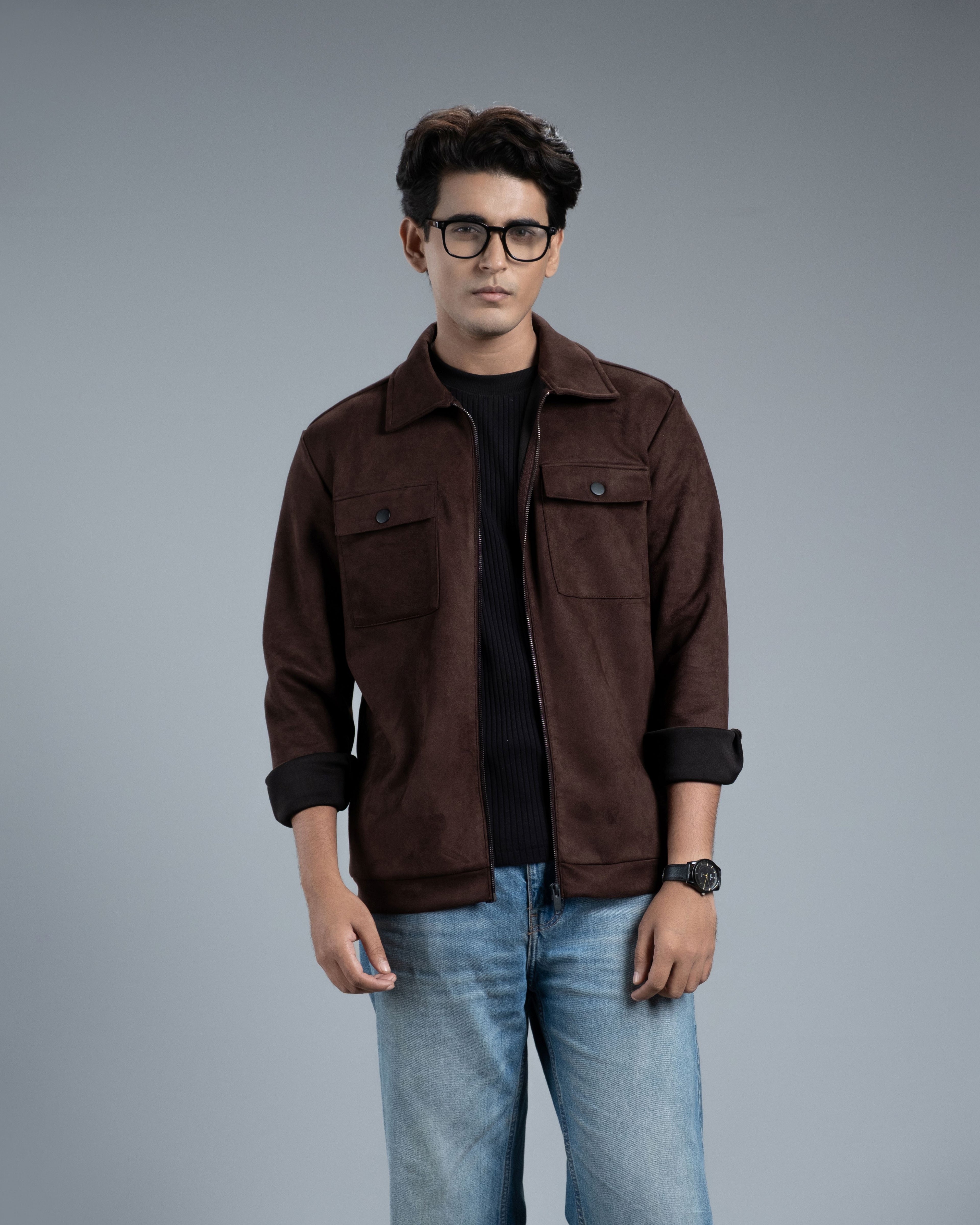 Men's Scuba Suede Knit Jacket (Chocolate Earth)