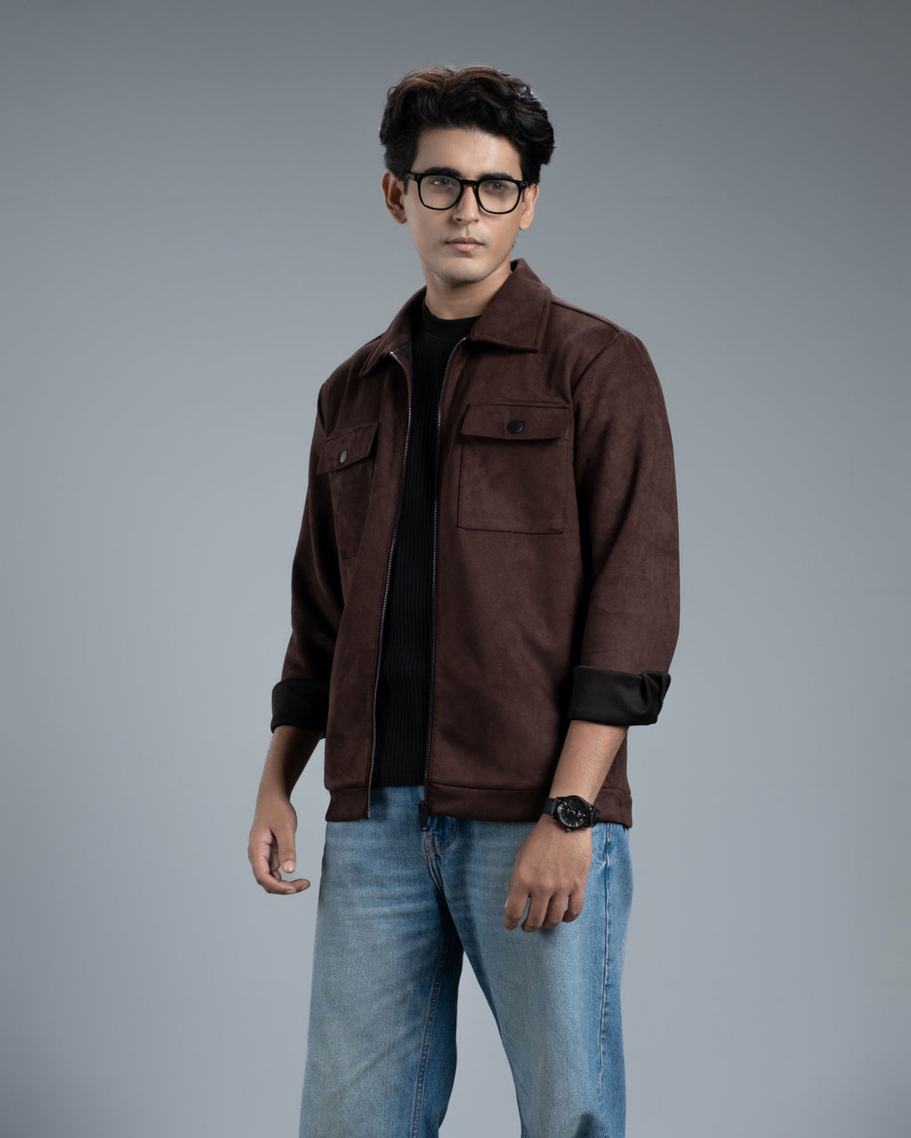 Men's Scuba Suede Knit Jacket (Chocolate Earth)