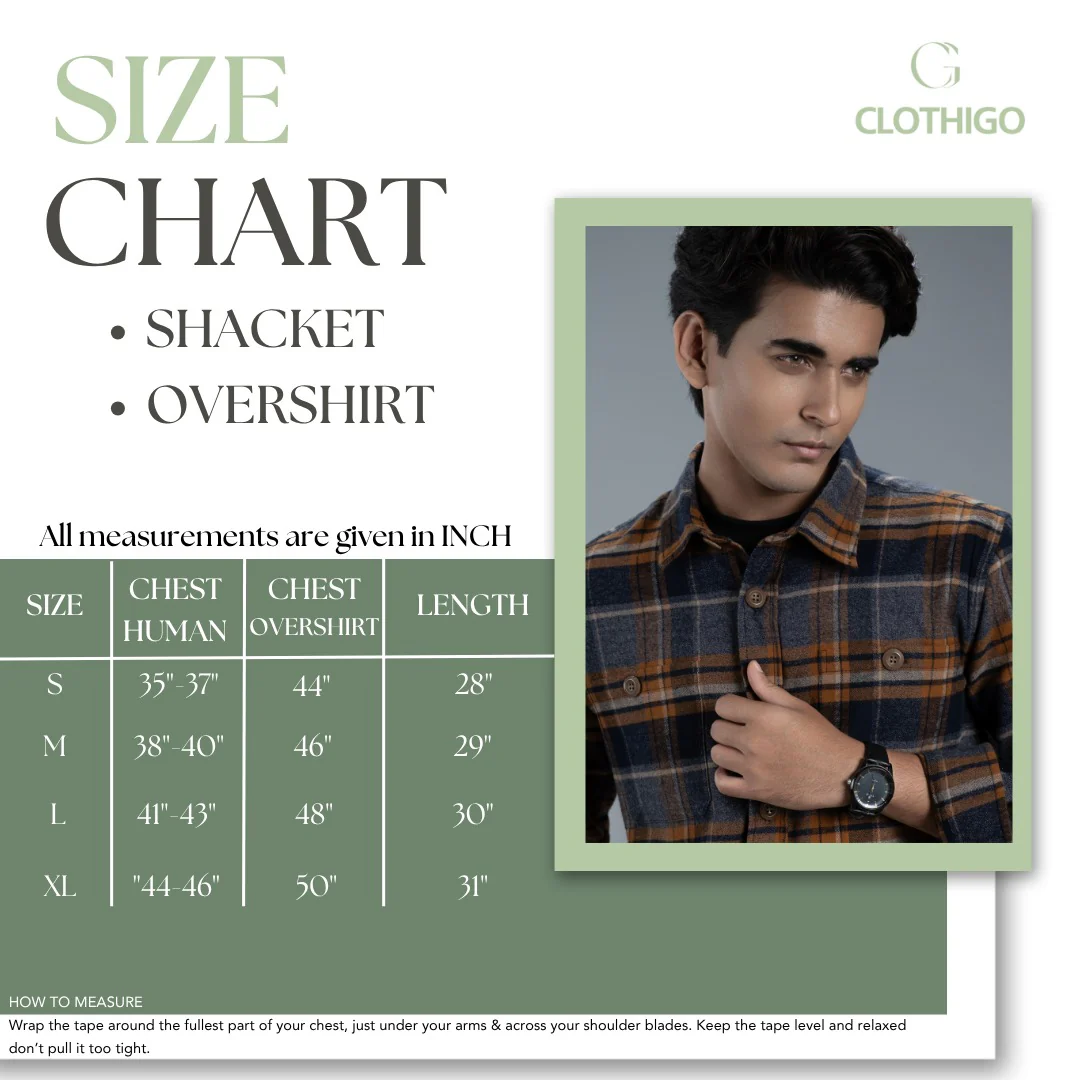 Shackets and Overshirts Size Chart