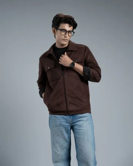 Men's Scuba Suede Knit Jacket (Chocolate Earth)