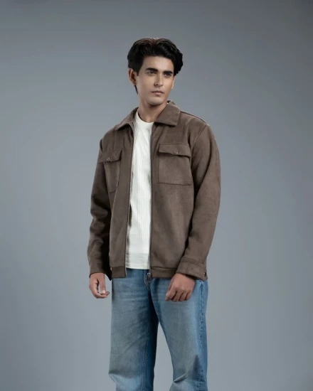 Men's Scuba Suede Knit Jacket (Velvet Coffee)
