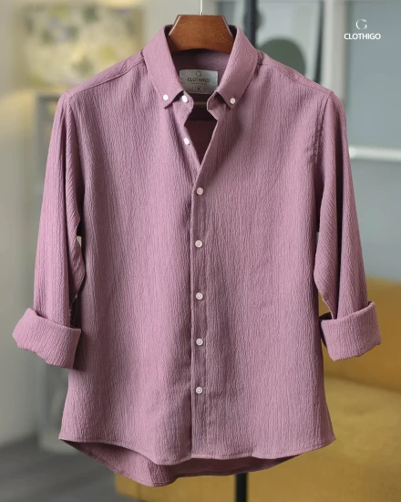 Men's Urban Fit Dusty Mauve Crinkle Shirt - L/S - CG1269